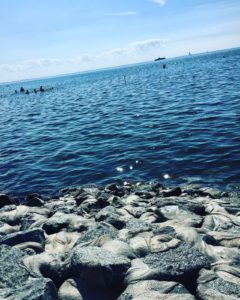 Schöne Aussicht auf den büsumer Strand bei Flut